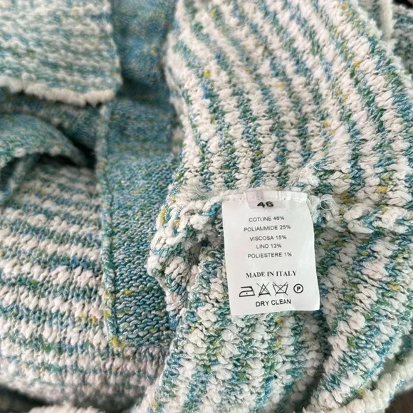 Amina Rubinacci-Italy Contone tweed jacket cardigan size 46 Large in blue/green - Picture 5 of 5